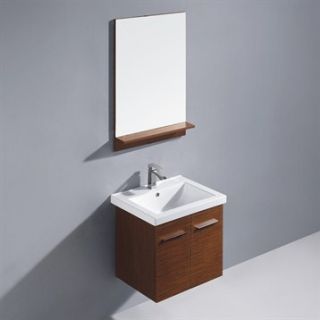 Vigo 24 inch Amber Single Bathroom Vanity with Mirror   Wenge