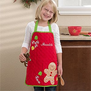 Personalized Kids Christmas Aprons   Gingerbread Man