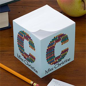 Personalized Teacher Notepad Cubes   Crayon Letter