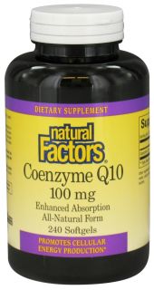 Natural Factors   Coenzyme Q10 Enhanced Absorption All Natural Form 100 mg.   240 Softgels