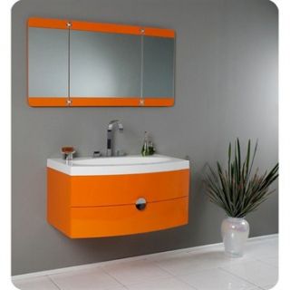 Fresca Energia Orange Modern Bathroom Vanity with Three Panel Folding Mirror