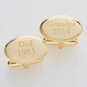 Fathers Day Gifts    Personalized Gold Cuff Links   Date Established