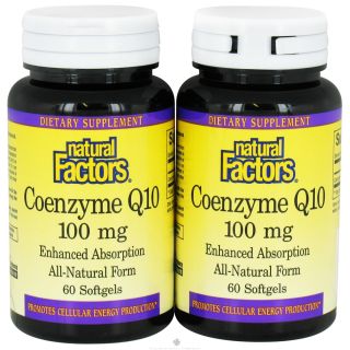 Natural Factors   Coenzyme Q10 100 mg. (60 + 60) Softgels Twin Pack Special