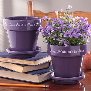 Personalized Flower Pots For Teachers   Purple