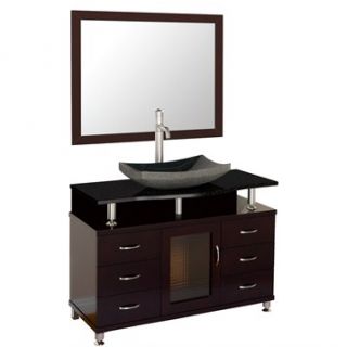 Accara 42 Bathroom Vanity with Drawers   Espresso w/ Black Granite Counter