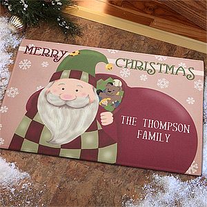 Personalized Christmas Doormats   Vintage Santa Claus