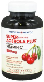 American Health   Super Acerola Plus Natural Vitamin C Chewable Natural Berry Flavor 500 Mg.   50 Chewable Wafers