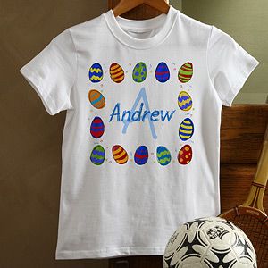 Personalized Kids Easter T Shirt   Easter Eggs
