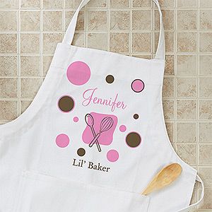 Lil Baker Personalized Kids Apron with Polka Dots