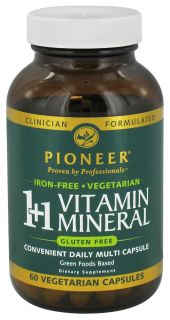 Pioneer   1+1 Vitamin Mineral Iron Free   60 Vegetarian Capsules