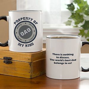 Personalized Fathers Coffee Mug   Property Of My Kids