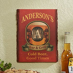 Personalized Vintage Bar Sign   Basswood Plank