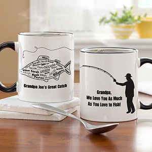 Personalized Coffee Mugs   Fisherman   What A Catch