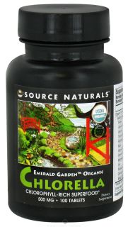 Source Naturals   Emerald Garden Organic Chlorella Chlorophyll Rich Superfood 500 mg.   100 Tablets