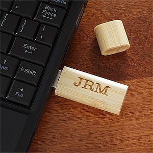 Personalized USB Flash Drive   Engraved Monogram   Bamboo