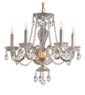 Traditional Crystal 5 Light Mini Chandeliers in Polished Brass 5045 PB CL SAQ