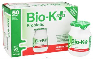 Bio K Plus   Probiotic Dairy Culture 50 Billion CFUs Strawberry Flavor   6 x 3.5 oz.