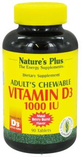 Natures Plus   Adult Chewable Vitamin D3 Maui Berry Burst 1000 IU   90 Tablets