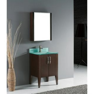 Madeli Caserta 24 Bathroom Vanity with Glass Basin   Walnut