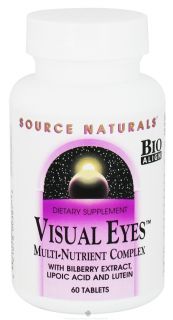 Source Naturals   Visual Eyes Multi Nutrient Complex with Bilberry Extract Lipoic Acid & Lutein   60 Tablets