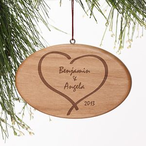 Personalized Wood Christmas Ornaments   Together Forever Heart