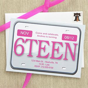 Personalized 16th Birthday Party Invitations   License Plate