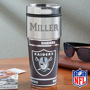 NFL Football Personalized Travel Mugs   Oakland Raiders