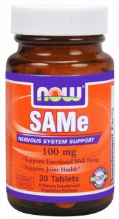 NOW Foods   SAMe Vegetarian Enteric Coated 100 mg.   30 Tablets