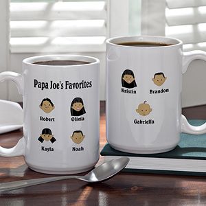 Personalized Family Character Large Coffee Mug for Grandparents