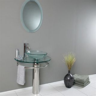 Fresca Attrazione Modern Glass Bathroom Vanity with Frosted Edge Mirror