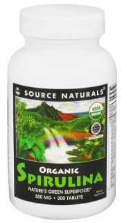 Source Naturals   Organic Spirulina 500 mg.   200 Tablets