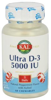 Kal   Ultra D 3 Peppermint 5000 IU   60 Chewables