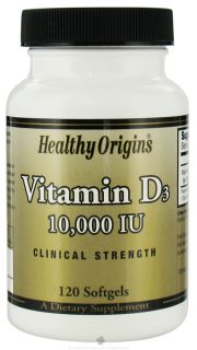 Healthy Origins   Vitamin D3 10000 IU   120 Softgels