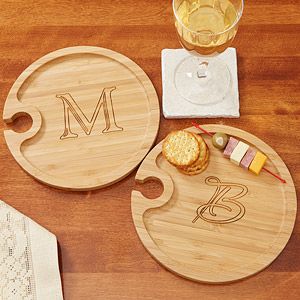 Personalized Bamboo Cocktail Party Plates with Monogram