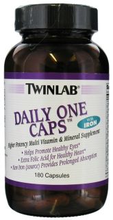 Twinlab   Daily One Caps Multivitamin & Mineral with Iron   180 Capsules