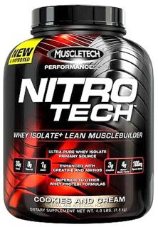Muscletech Products   Nitro Tech Performance Series Whey Isolate Cookies and Cream   4 lbs.