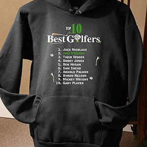 Personalized Top Ten Golfers Black Hooded Sweatshirt