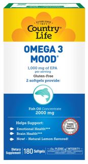 Country Life   Omega 3 Mood Fish Oils   180 Softgels
