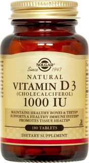 Solgar   Vitamin D3 Cholecalciferol 1000 IU   180 Tablets