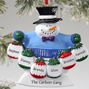 Frosty Snowman Custom Family Christmas Ornament   6 Name
