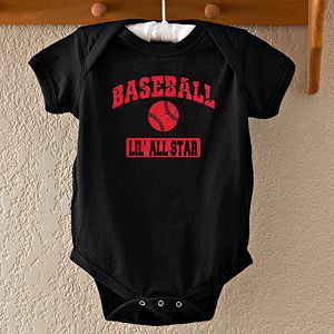 Personalized Sports Baby Bodysuit   Black