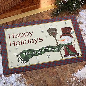 Personalized Snowman Christmas Doormat   Let It Snow