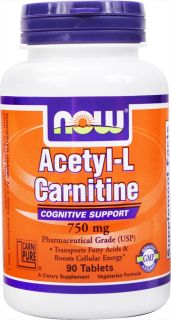 NOW Foods   Acetyl L Carnitine 750 mg.   90 Vegetarian Tablets