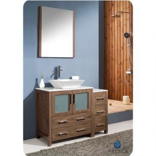 Fresca Torino 42 Walnut Brown Modern Bathroom Vanity with Side Cabinet & Vessel