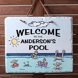 Welcome to Our Pool Personalized Slate Sign