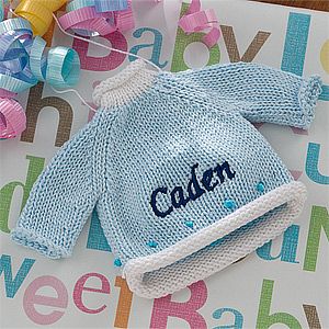 Personalized Baby Christmas Ornaments   Blue Sweater