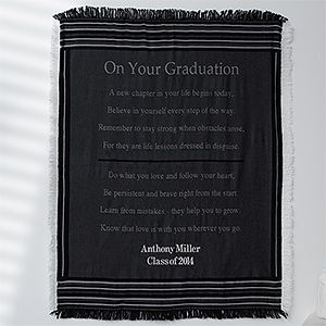Personalized Graduation Throw Blanket   Striped