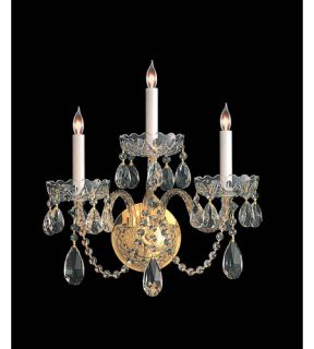 Traditional Crystal 3 Light Wall Sconces in Polished Brass 1103 PB CL MWP