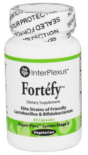 InterPlexus   Fortefy Strains of Friendly Lactobacillus & Bifidobacterium   45 Vegetarian Capsules