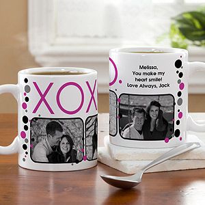 Personalized Romantic Photo Coffee Mugs   Hugs & Kisses
